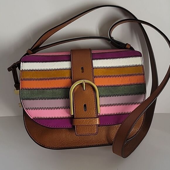 Fosil Rare Multicolor Patchwork Wiley Saddle Bag - Picture 15 of 16
